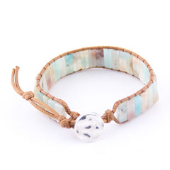 Boho Bracelet, RH Leather Wrap Bracelet, Pastel Pink