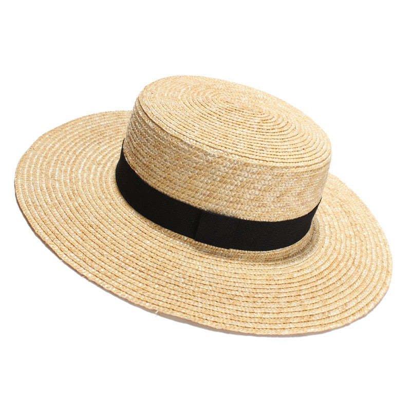 Boho Hat, Sun Beach Hat, Straw Bucket Hat, Claire with Black Bow
