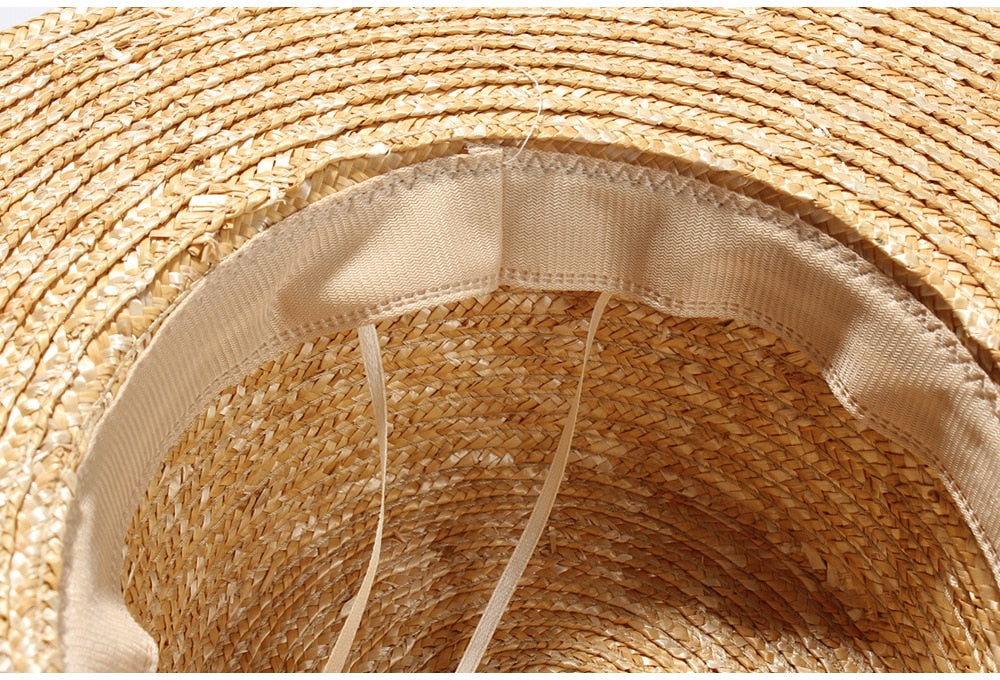 Boho Hat, Sun Beach Hat, Straw Bucket Hat, Claire with Black Bow