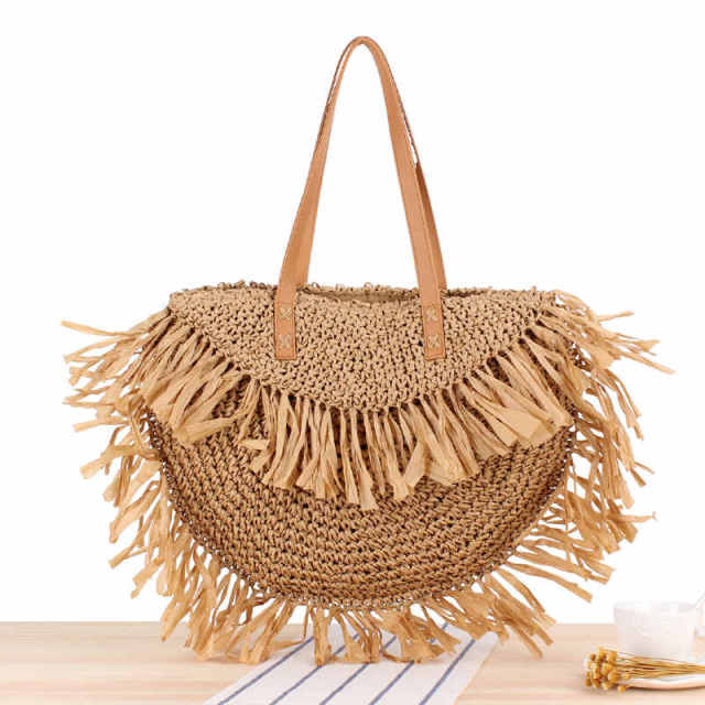 Boho Bag, Woven Straw Handbag, Rosalyn Tote