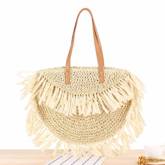 Boho Bag, Woven Straw Handbag, Rosalyn Tote