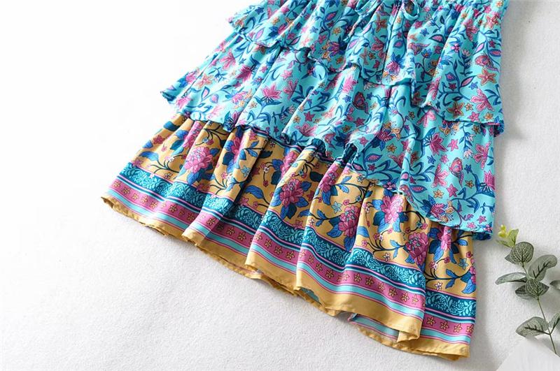 Boho Mini Dress Sundress, Raffle, Wild Floral Fresco in Blue