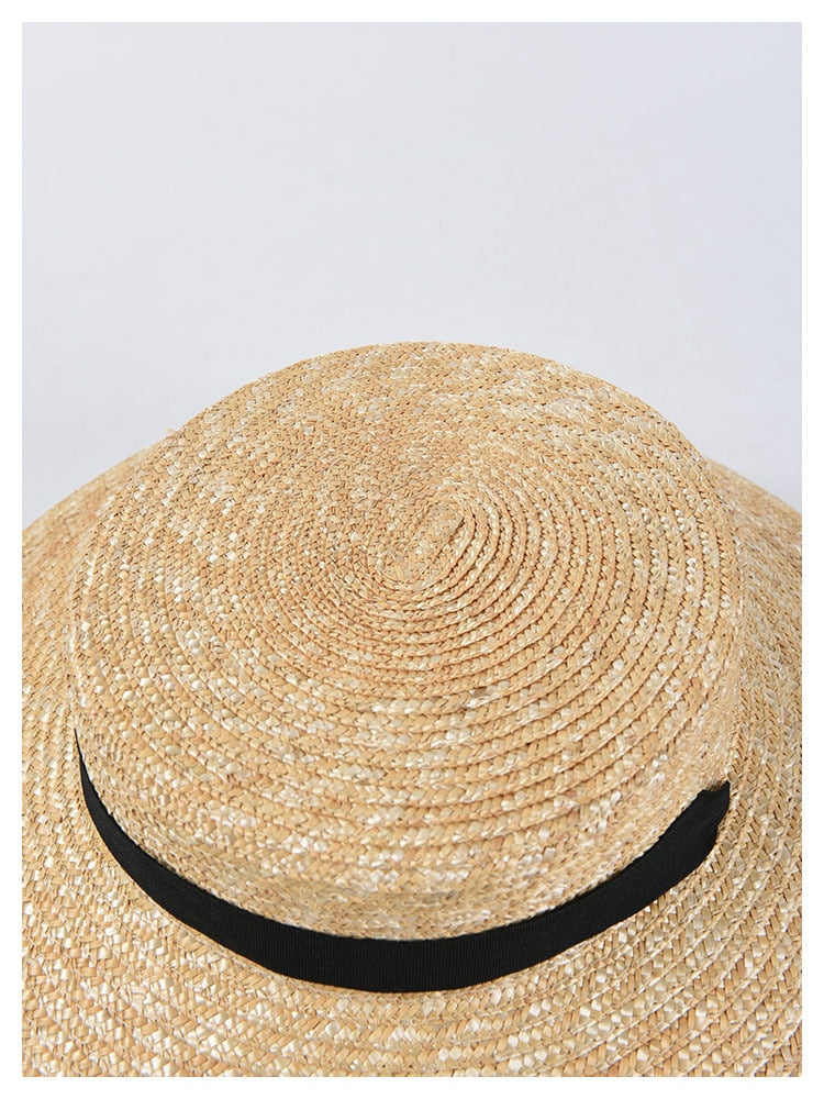 Boho Hat, Sun Hat, Beach Hat, Wide Brim Straw Hat 9 cm, Emma Black Ribbon