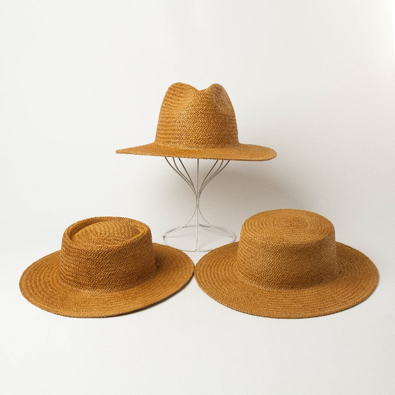 Boho Hat, Sun Hat, Beach Hat, Grass Fedora Hat, Hannah Sweet Caramel Brown