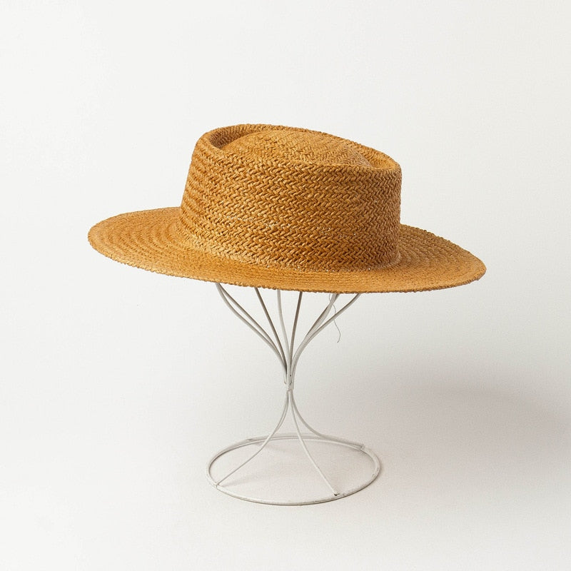Boho Hat, Sun Hat, Beach Hat, Grass Fedora Hat, Hannah Sweet Caramel Brown