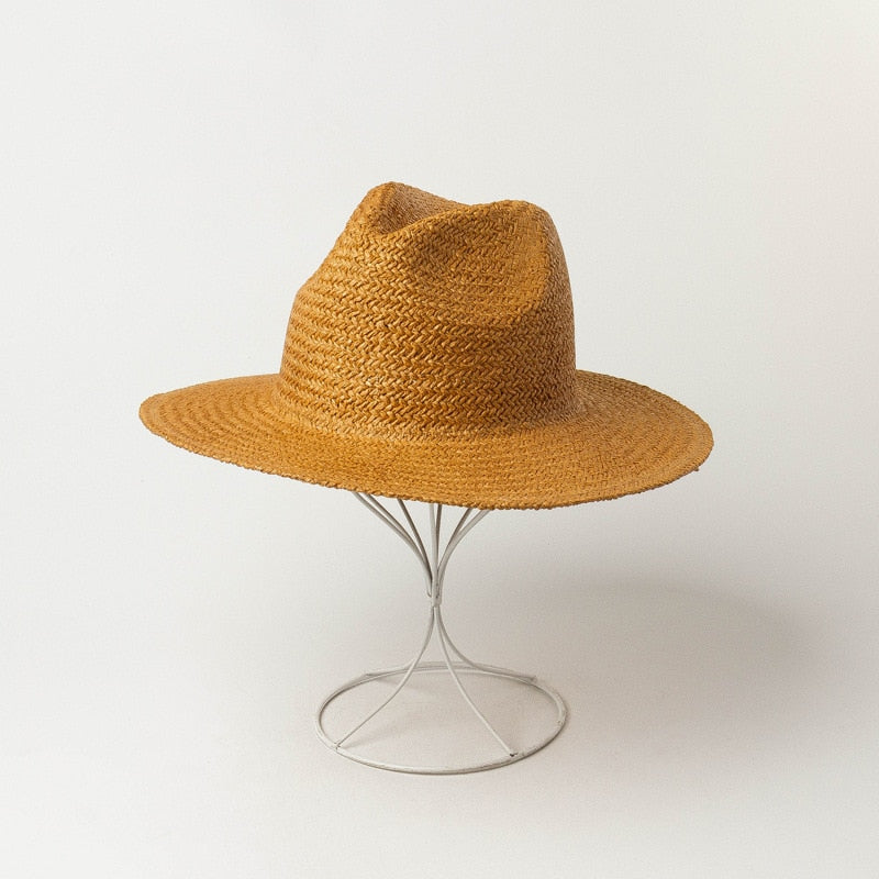 Boho Hat, Sun Hat, Beach Hat, Grass Fedora Hat, Hannah Sweet Caramel Brown