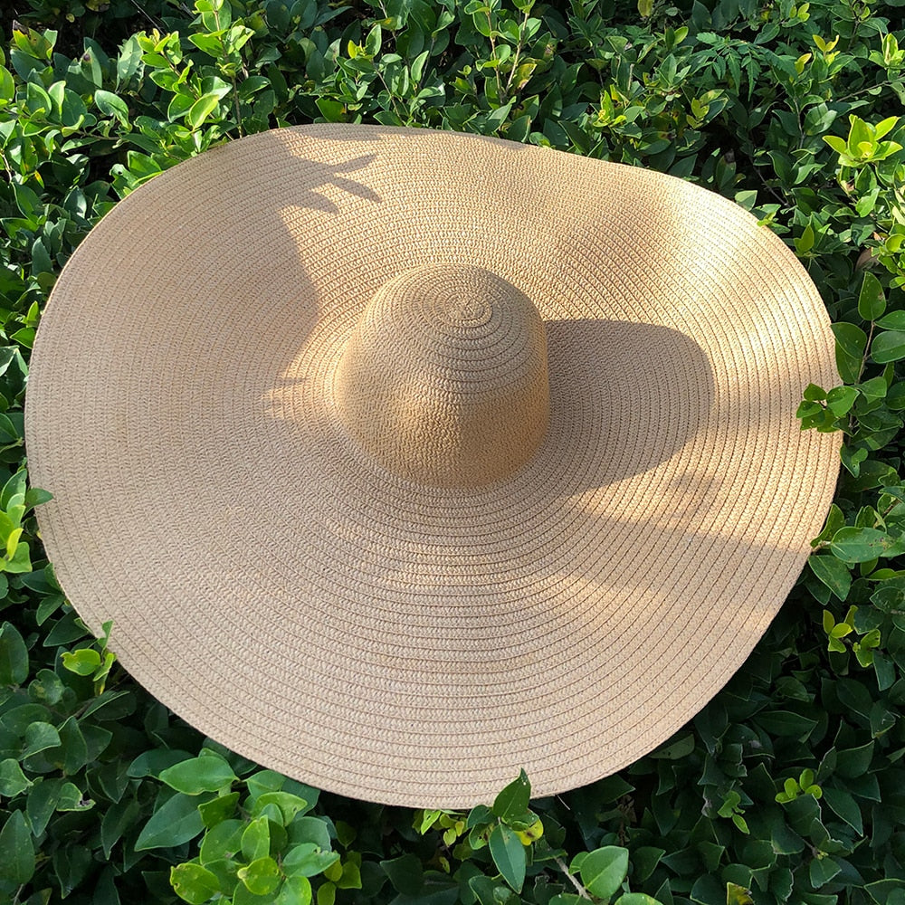 Boho Hat, Sun Hat, Beach Hat, Extra Large Wide Brim, Straw Hat, Orange, Pink, Black, White, and more 18 colors (Soft, 25 cm)