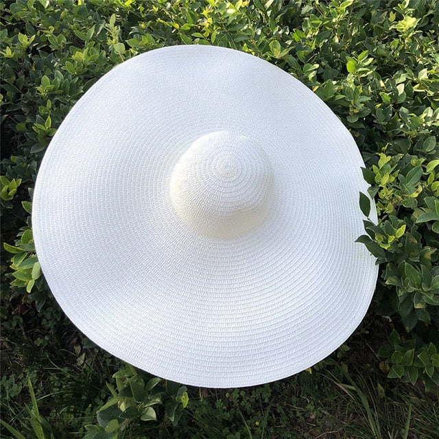 Boho Hat, Sun Hat, Beach Hat, Extra Large Wide Brim, Straw Hat, Orange, Pink, Black, White, and more 18 colors (Soft, 25 cm)