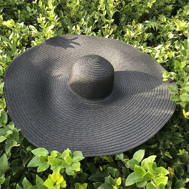 Boho Hat, Sun Hat, Beach Hat, Extra Large Wide Brim, Straw Hat, Orange, Pink, Black, White, and more 18 colors (Soft, 25 cm)
