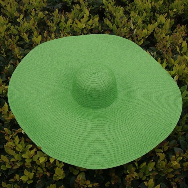 Boho Hat, Sun Hat, Beach Hat, Extra Large Wide Brim, Straw Hat, Orange, Pink, Black, White, and more 18 colors (Soft, 25 cm)