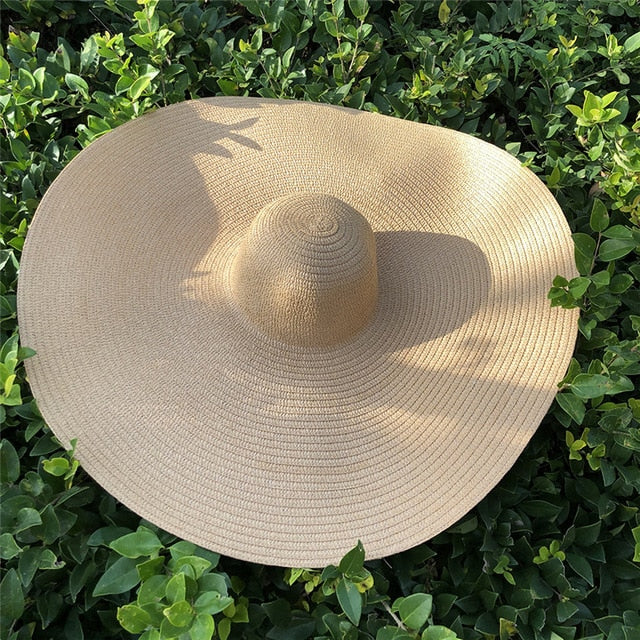 Boho Hat, Sun Hat, Beach Hat, Extra Large Wide Brim, Straw Hat, Orange, Pink, Black, White, and more 18 colors (Soft, 25 cm)