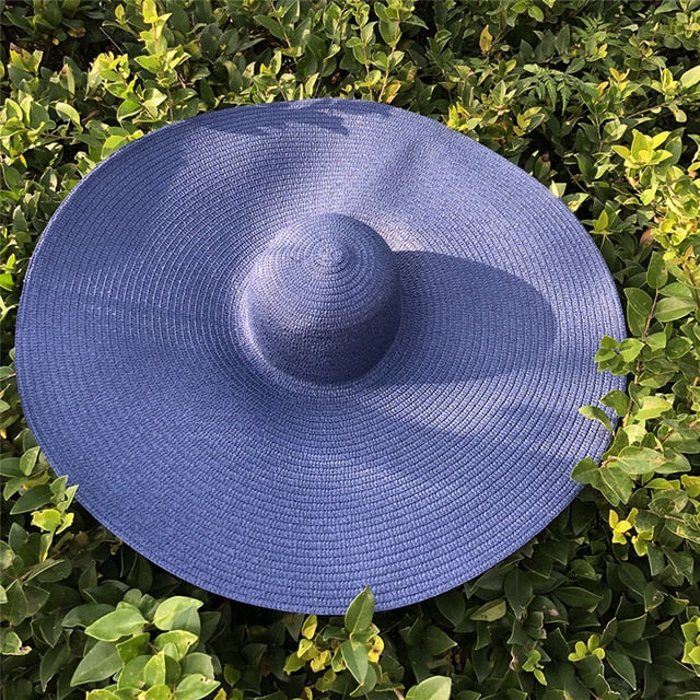 Boho Hat, Sun Hat, Beach Hat, Extra Large Wide Brim, Straw Hat, Orange, Pink, Black, White, and more 18 colors (Soft, 25 cm)