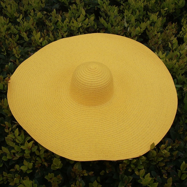 Boho Hat, Sun Hat, Beach Hat, Extra Large Wide Brim, Straw Hat, Orange, Pink, Black, White, and more 18 colors (Soft, 25 cm)