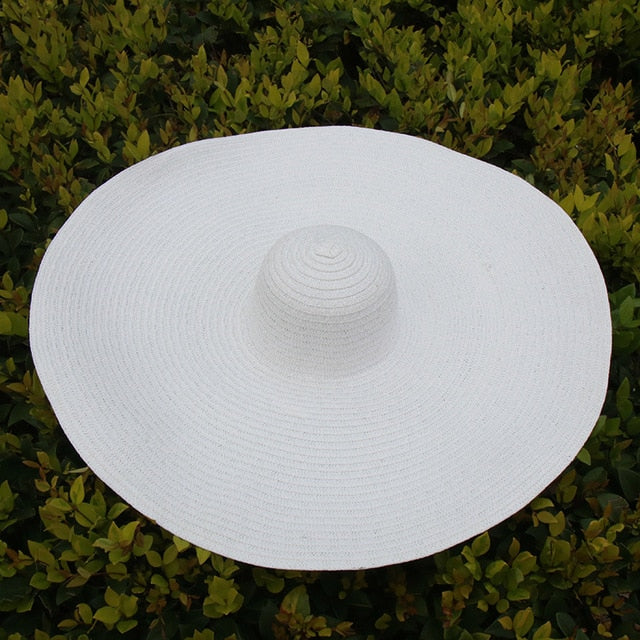 Boho Hat, Sun Hat, Beach Hat, Extra Large Wide Brim, Straw Hat, Orange, Pink, Black, White, and more 18 colors (Soft, 25 cm)