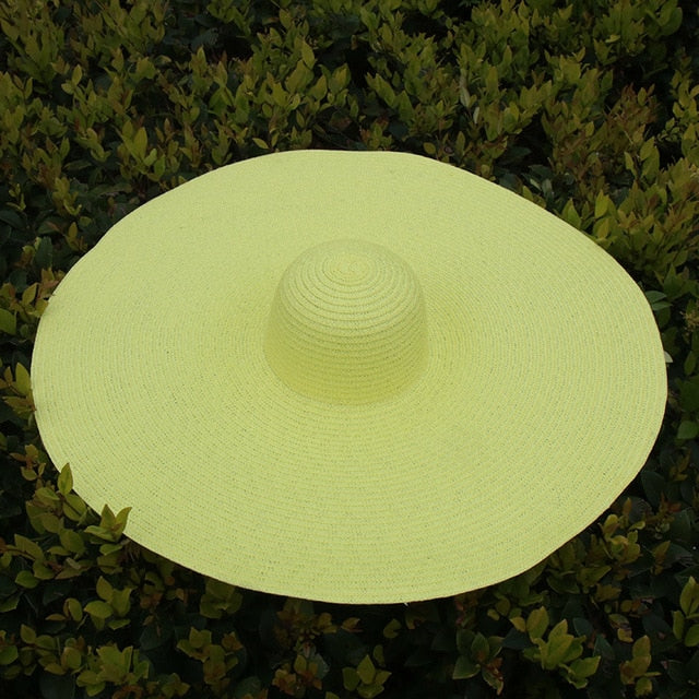 Boho Hat, Sun Hat, Beach Hat, Extra Large Wide Brim, Straw Hat, Orange, Pink, Black, White, and more 18 colors (Soft, 25 cm)