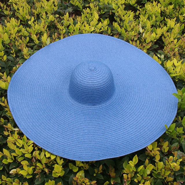 Boho Hat, Sun Hat, Beach Hat, Extra Large Wide Brim, Straw Hat, Orange, Pink, Black, White, and more 18 colors (Soft, 25 cm)