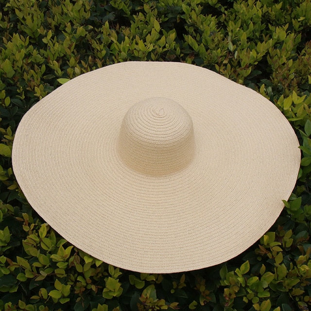 Boho Hat, Sun Hat, Beach Hat, Extra Large Wide Brim, Straw Hat, Orange, Pink, Black, White, and more 18 colors (Soft, 25 cm)