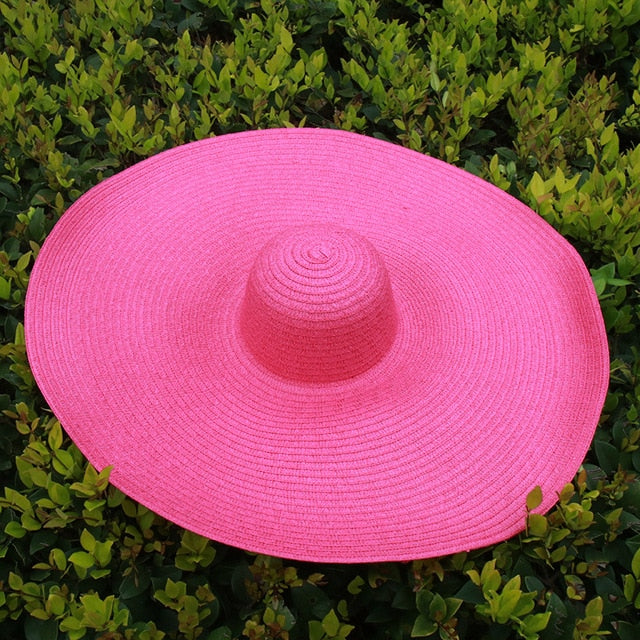 Boho Hat, Sun Hat, Beach Hat, Extra Large Wide Brim, Straw Hat, Orange, Pink, Black, White, and more 18 colors (Soft, 25 cm)