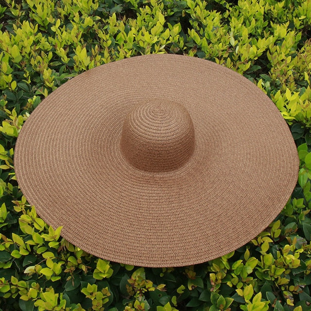 Boho Hat, Sun Hat, Beach Hat, Extra Large Wide Brim, Straw Hat, Orange, Pink, Black, White, and more 18 colors (Soft, 25 cm)