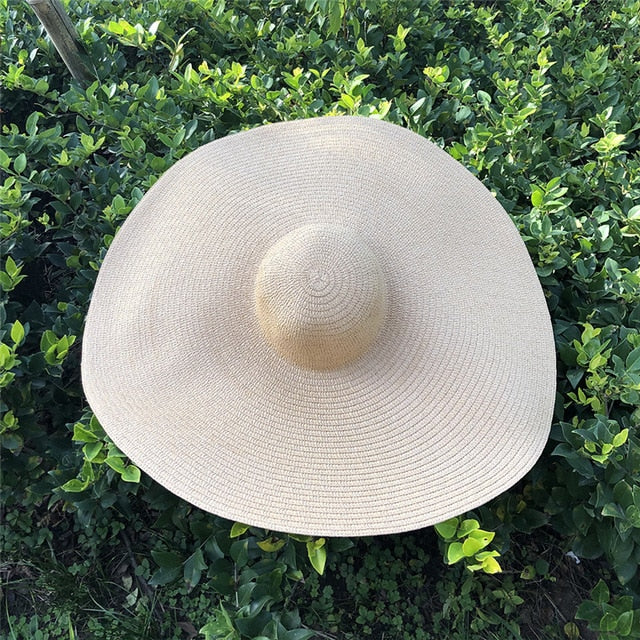Boho Hat, Sun Hat, Beach Hat, Extra Large Wide Brim, Straw Hat, Orange, Pink, Black, White, and more 18 colors (Soft, 25 cm)