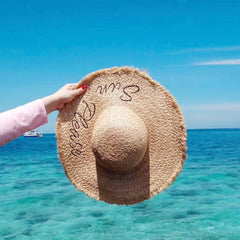 Boho Hat, Sun Hat, Beach Hat, Wide Brim Raffia Hat, Beige Sun Please