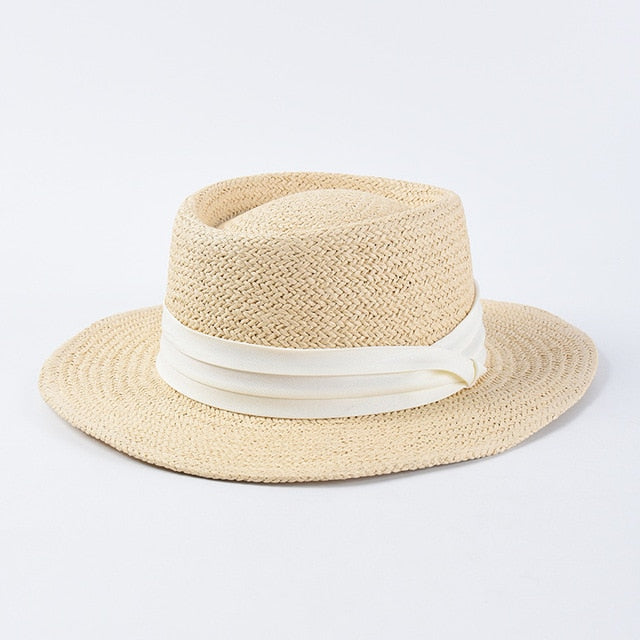 Boho Hat, Sun Hat, Beach Hat, Straw Hat, Bucket Hat, White, Green and 6 colors Ribbon
