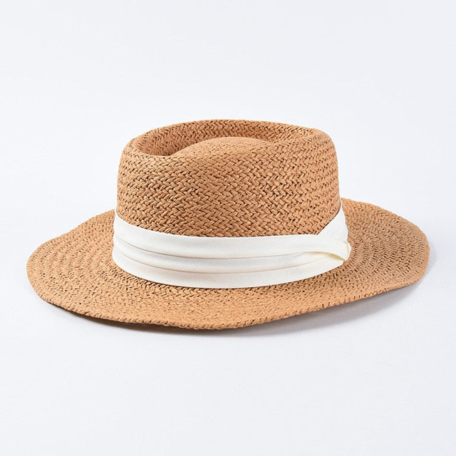 Boho Hat, Sun Hat, Beach Hat, Straw Hat, Bucket Hat, White, Green and 6 colors Ribbon