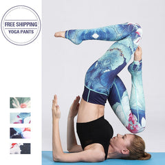Yoga Legging, Yoga Pants, Boho Legging, Printed Tight, Blue Rose