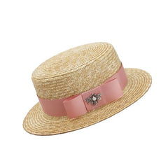 Boho Hat, Kid Hat, Little Girl Hat, Straw Hat, Sun Bee Black Pink