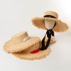 Boho Hat, Kid Hat, Sun Hat, Wide Brim Straw Hat, Little Girl Hat, Mia White Ribbon
