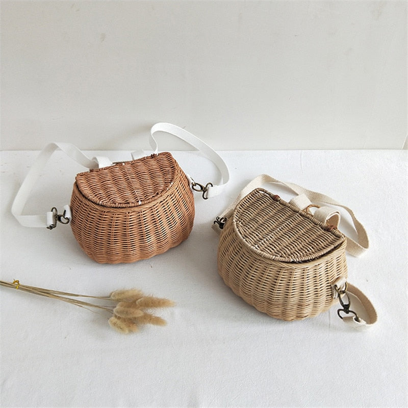 Boho Bag, Kid Bag, Rattan Bag, Mini Wicker Basket Bag, Lilli White
