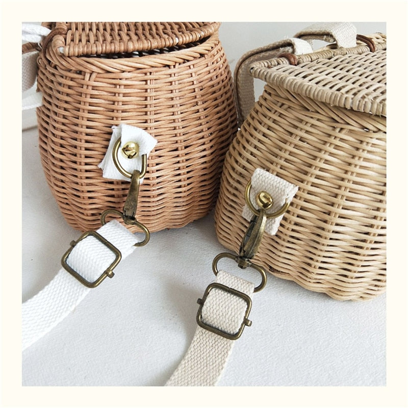Boho Bag, Kid Bag, Rattan Bag, Mini Wicker Basket Bag, Lilli White