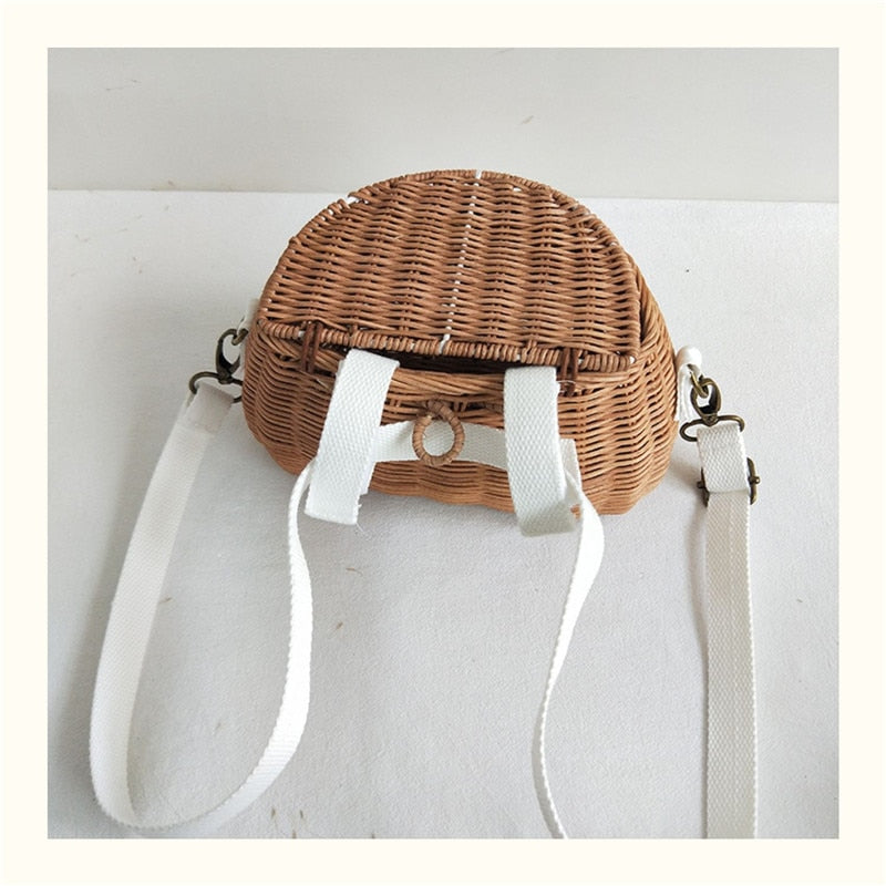Boho Bag, Kid Bag, Rattan Bag, Mini Wicker Basket Bag, Lilli White