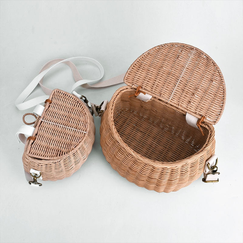 Boho Bag, Kid Bag, Rattan Bag, Mini Wicker Basket Bag, Lilli White