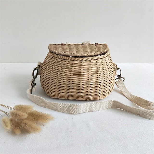 Boho Bag, Kid Bag, Rattan Bag, Mini Wicker Basket Bag, Lilli White