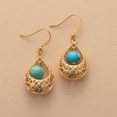 Boho Earrings, Dangle Earrings, Vintage Indian Gold Blue and Red