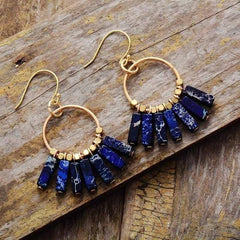 Boho Earrings, Dangle Earrings, Red Blue Green Chakra