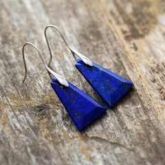 Boho Earrings, Dangle Earrings, Blue and Green Trapezoid
