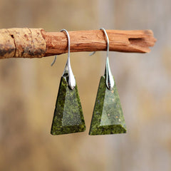 Boho Earrings, Dangle Earrings, Blue and Green Trapezoid