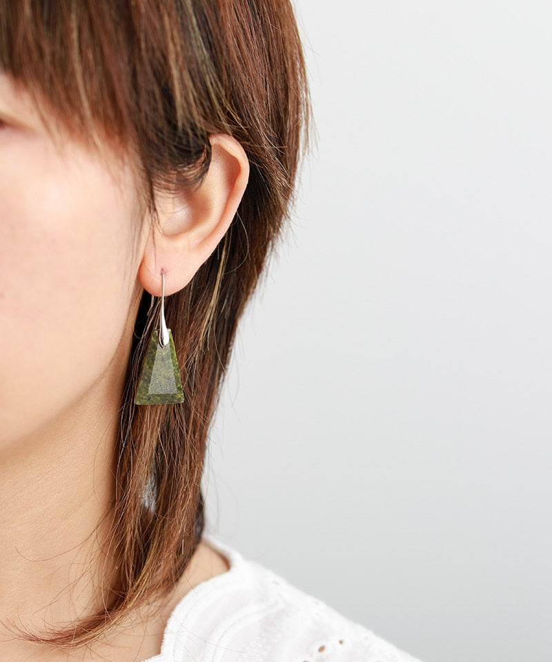 Boho Earrings, Dangle Earrings, Blue and Green Trapezoid