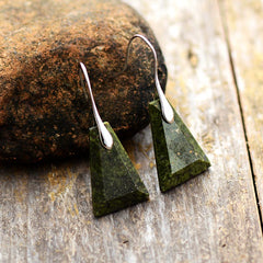 Boho Earrings, Dangle Earrings, Blue and Green Trapezoid