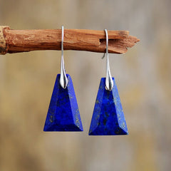 Boho Earrings, Dangle Earrings, Blue and Green Trapezoid