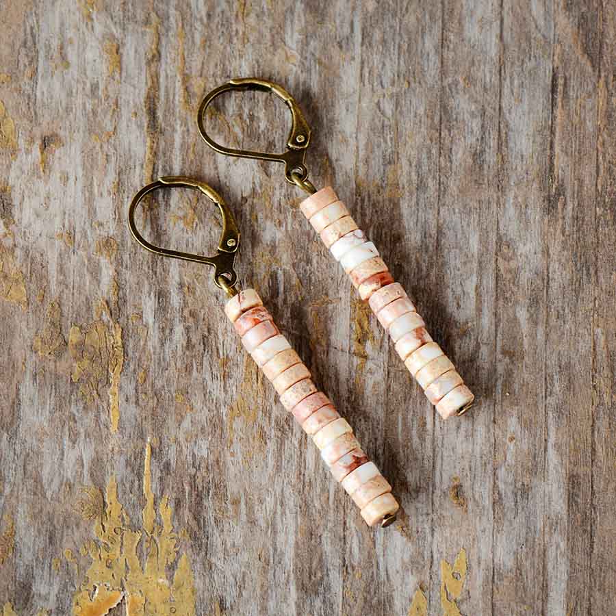 Boho Earrings, Dangle Earrings, Vintage Natural Stone Blue