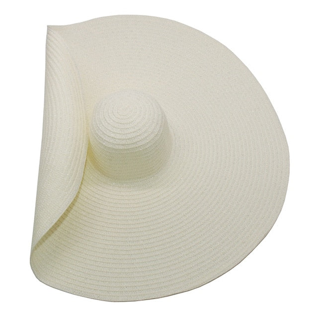 Boho Hat, Sun Hat, Beach Hat, Extra Large Wide Brim, Straw Hat, Beige, White, Black and more 20 colors,  (Soft, 26 cm)