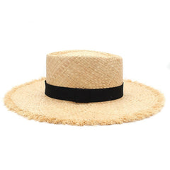Boho Hat, Sun Hat, Beach Hat, Wide Brim Hat , Straw Hat, Black Bow