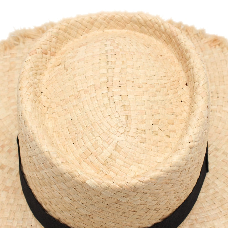 Boho Hat, Sun Hat, Beach Hat, Wide Brim Hat , Straw Hat, Black Bow