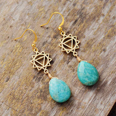 Boho Earrings, Dangle Earrings,  Blue Amazonite, Illuminati