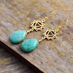 Boho Earrings, Dangle Earrings,  Blue Amazonite, Illuminati