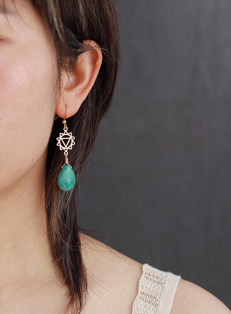 Boho Earrings, Dangle Earrings,  Blue Amazonite, Illuminati