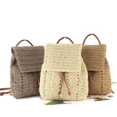 Boho Bag, Woven Rope Straw Bag,Yellow Backpack, Briege and Bag Beach Bag